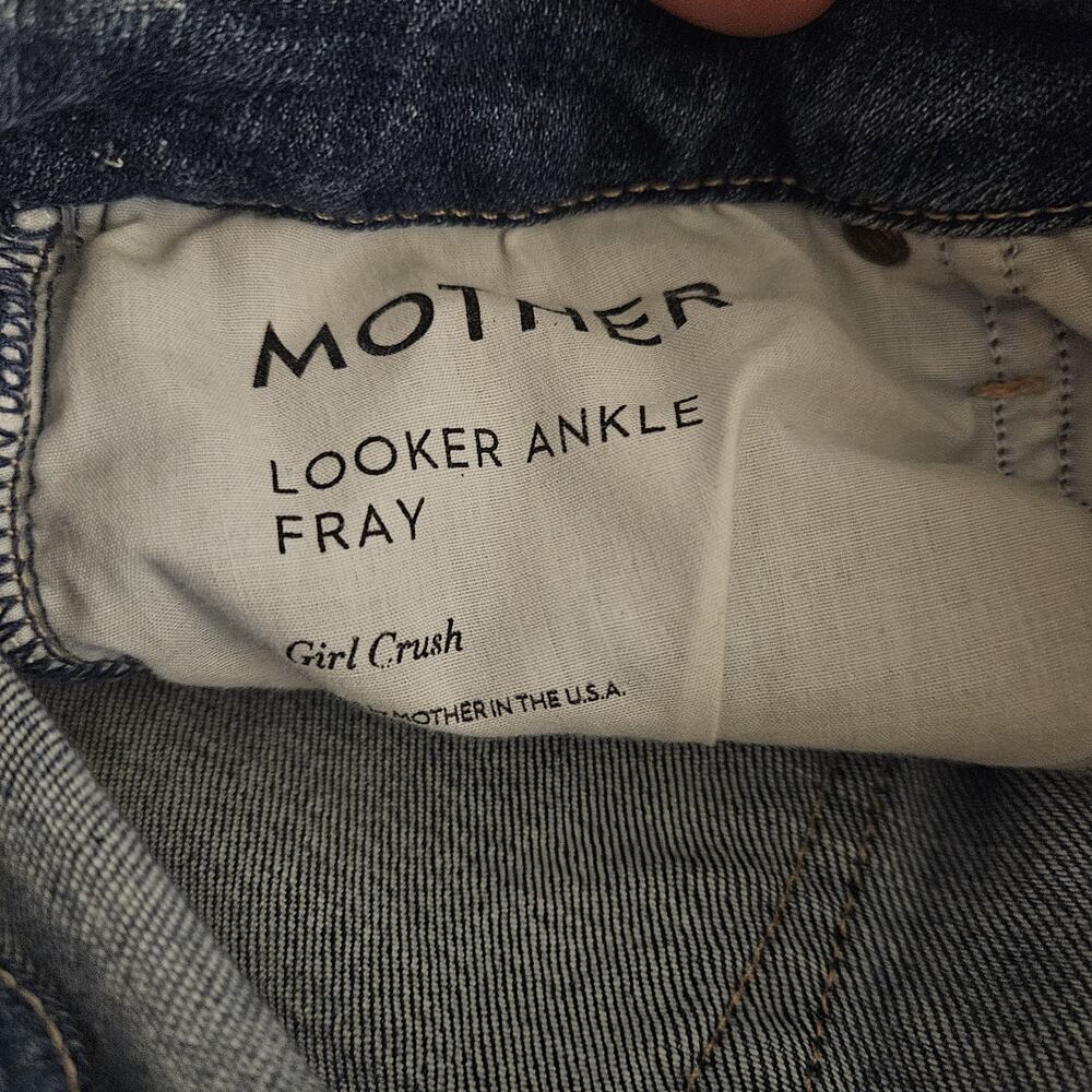 Mother Jeans Womens 24 Blue Looker Ankle Fray Girl Crush Skinny Distressed - Picture 8 of 11